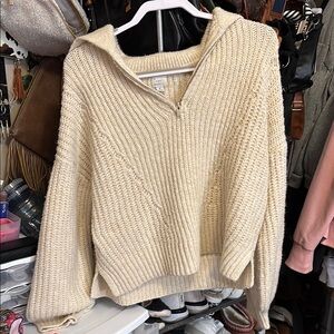 A New Day Cream Cowl Neck Chunky Knit Sweater